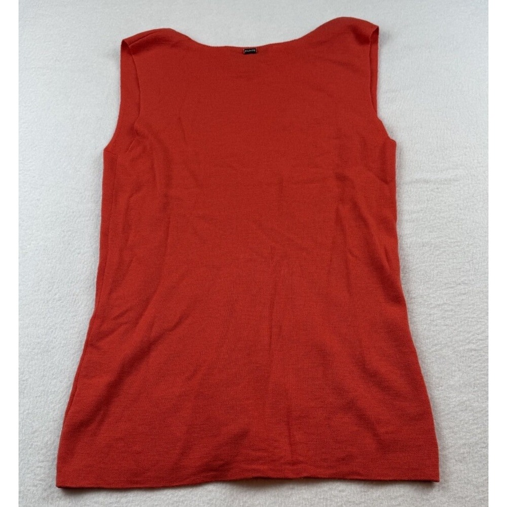 St John Orange V Neck Top Sleeveless Tank Sweater Knit 100% Wool Size M - Picture 9 of 10